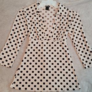 Maurices Beige tunic top w/ brown dots, 3/4 sleeves